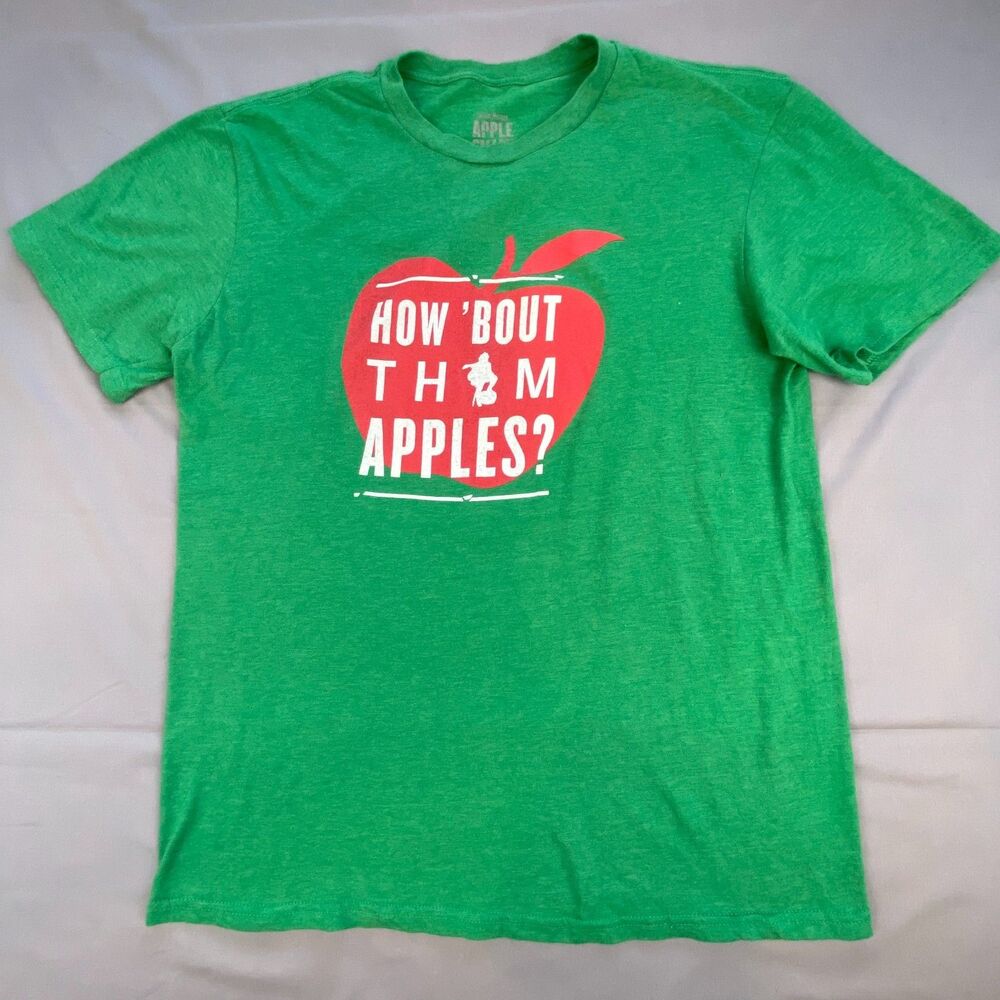 Apple Mens How Bout Them Apples Graphic T-Shirt Heather Green Short Sleeve L